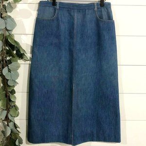 Vintage 90s Womens Denim Jean Skirt Midi A-Line